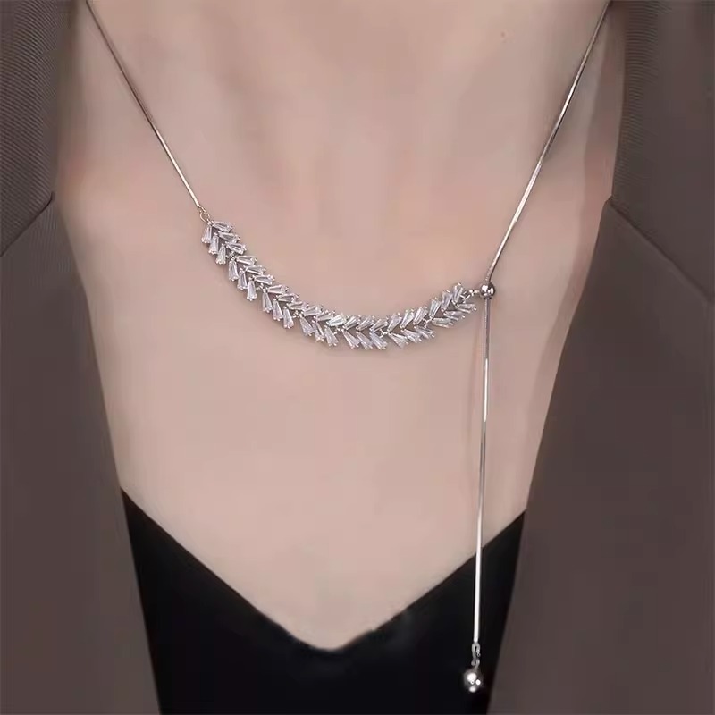 麦穗锆石项链女时尚可调节锁骨链