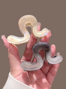 高级感金属醋酸发夹女2024新款后脑勺半扎发高马尾抓夹鲨鱼夹发饰