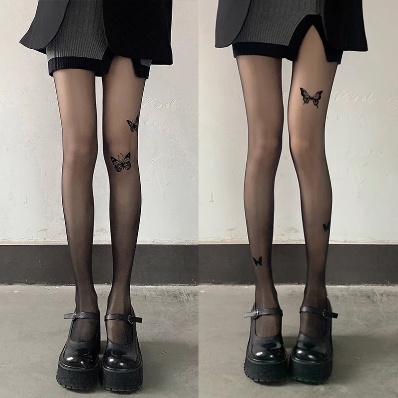 蝴蝶结印花丝袜光腿神器连裤袜女
