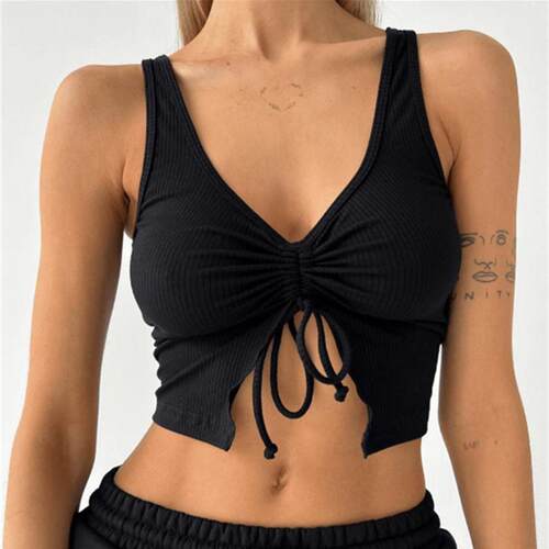 欧美性感修身无袖短背心T恤小上衣女 crop tank top tshirt women