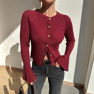欧美针织开衫毛衣外套女 Knitted Jacket Sweater Cardigan Women