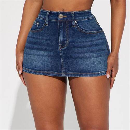 欧美时尚性感修身A字牛仔短裙半身裙 Sexy Slim Denim Mini Skirt