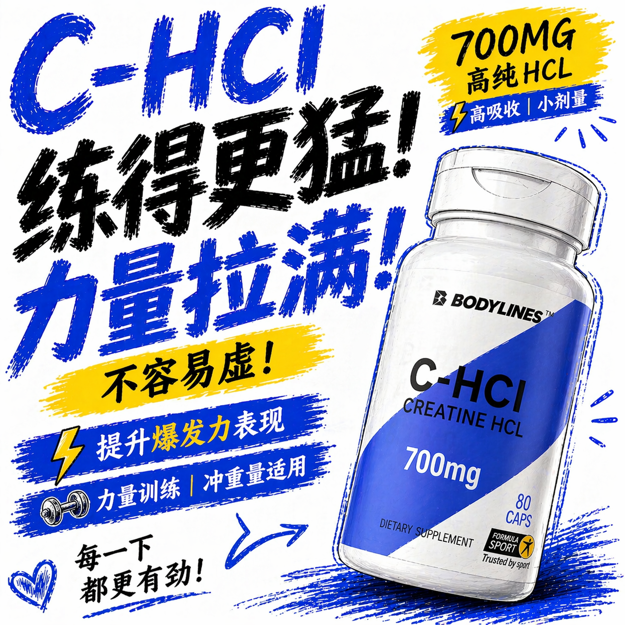 套餐盐酸肌酸不储水吸收率高于一水肌酸增肌耐力爆发力肌肉维度