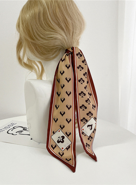 极速2022 Women Silk Satin Haiyr Band Scarf Skinny Neck Tie F