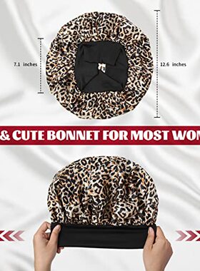 极速2Pcs Siglk Bonnet  Satin Bonnets for Sleeping  Silk Hair