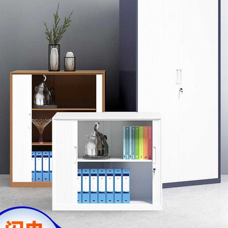 极速202d3新款加厚钢制卷帘门文件柜铁皮柜资料档案柜推拉移门柜