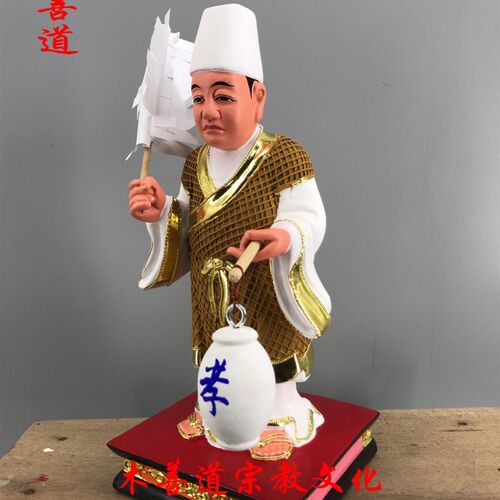 新品木雕神像孝k子爷孝子樟木漆线雕精品手工制作30厘米