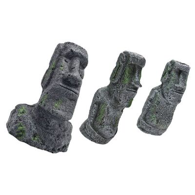 极速3Pcs Moai Statues Fish Tank LandscapeM Ornament Aquarium