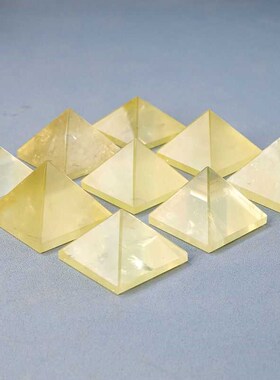 极速天然黄水晶金字塔摆件原石打磨能量石塔家居装饰X摆件开业乔