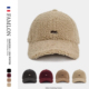 2025秋冬毛绒字母图案时尚 韩版 棒球帽女大头围百搭复古弯檐显脸小