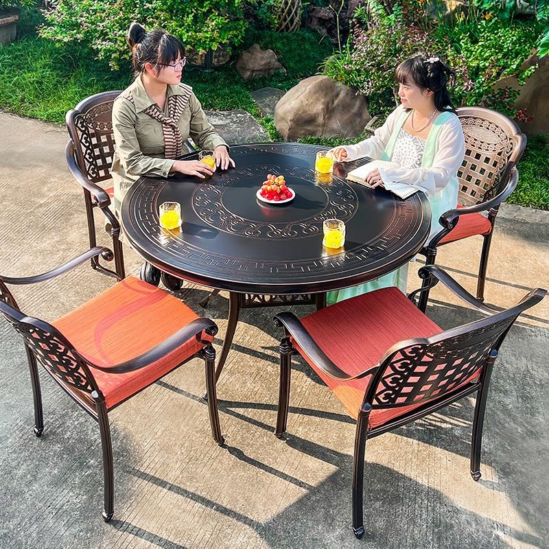 户外烧烤桌椅庭院外o摆休闲防水防晒铸铝室外花园露天阳台别墅套