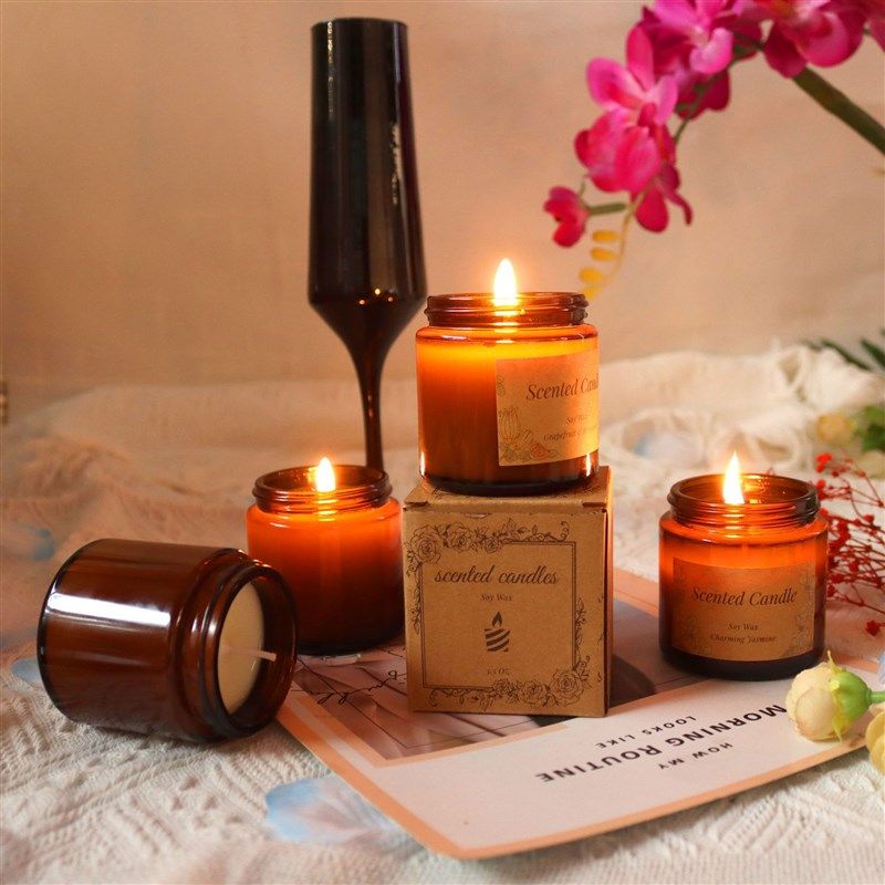 极速牛皮纸复古i茶色玻璃罐杯装香薰蜡烛室内香氛味蜡烛摆件,节庆用品/礼品,蜡烛,淘宝优惠券,粉丝福利购,淘宝优惠卷