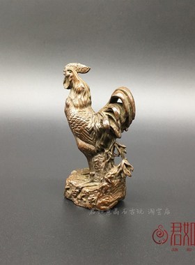新品纯铜生肖鸡站立雄鸡 黄铜金鸡一鸣惊人大公鸡V铜鸡铜饰品桌面