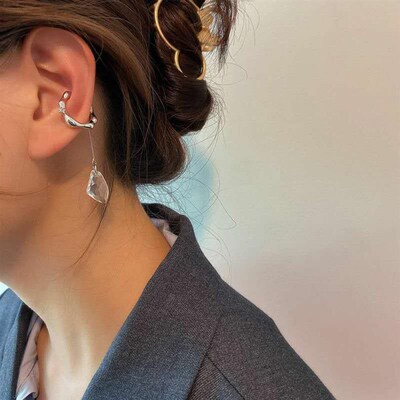 极速1Pabir Sliver Color Metal Geometric Ear Bone Clip Earrin