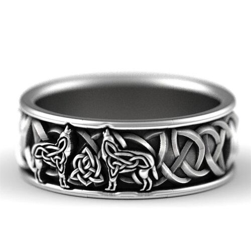 极速Huitan Viking Nordicu Mythology Giant Wolf Men Ring Defe