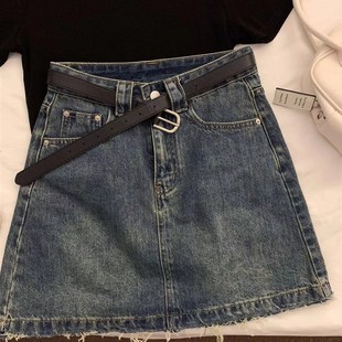 极速美式 高腰显瘦小个子一步 辣妹防走光牛仔短裙a字半身裙女夏M季