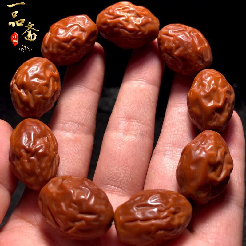 极速橄榄核手串大枣n核雕手链红枣手持原皮素核雕刻素串文玩单籽