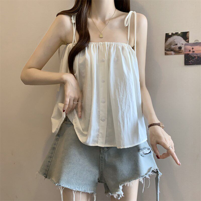 新品大码吊带背心女夏季外穿显瘦设计感辣L妹短款内搭打底无袖上