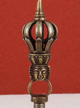 新品藏式b尼泊尔九股金刚铃杵手工雕花纯铜铃铛密宗家居摆件声音