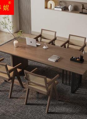 极速现代脑客书会客风桌茶桌厅工B室椅电桌桌大组合洽作谈桌型长