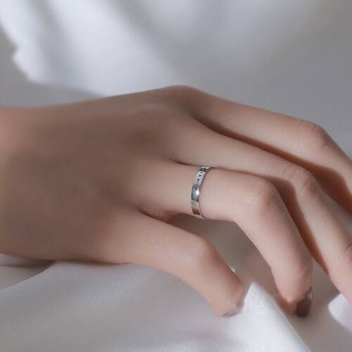 极速YIZIZAI Simplme Make A Wish Matte Letter Ring for Women