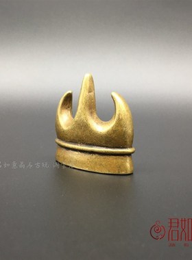 新品实心铜山形小笔架 黄铜火焰山迷你铜笔架文房用Y品笔搁小铜件