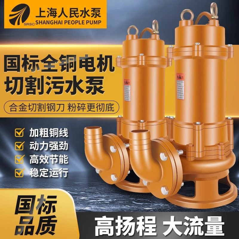SRSC上海人民工程污水泵法兰无堵塞潜水排污泵农用化粪池切割泵