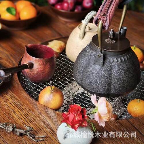 老木围炉桌桌小茶桌复古圆形六边形新中式简约茶煮茶BEA榆火桌锅
