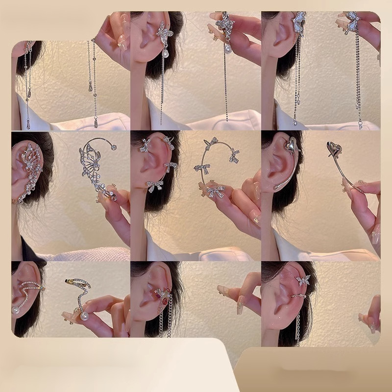 速发设耳感超仙气质蝴蝶蚊骨夹s潮无耳洞长版流苏计香盘耳夹