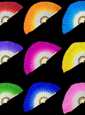 速发儿童考级舞扇蹈子胶州渐歌双面秧变真丝跳舞扇子红色扇子表演