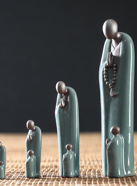 速发无相小僧禅意人物摆件陶瓷工艺道创意茶室茶茶桌面几品茶宠装