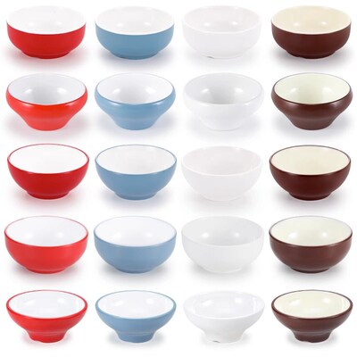 速发密胺碗加厚双色仿瓷碗饭碗小汤米食用稀饭碗商堂餐厅小碗餐具