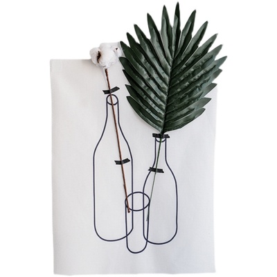 速发花瓶挂布风创意瓶子装饰布棉花绿柳叶子套装简约背景墙饰