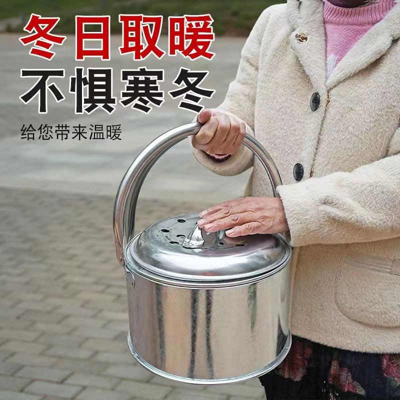 速发冬天老式便携式手提烤火盆碳烤炉农号炭暖家用木取大村烧烤炉