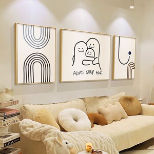 速发三颗土豆客厅发沙背景墙装饰画简约挂象线条抽画三联壁画