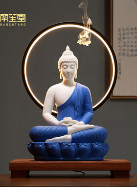 速发陶瓷坐件释迦牟如佛摆莲 东南亚泰国尼来佛像家居玄关供奉装