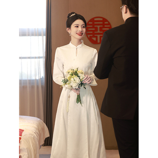 速发新礼式白色订婚中服平时可穿登记衣服领证小白裙20款4新2套装