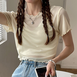 速发薄款丝纱打底网夏季纱衣蕾衫上衣薄纱t恤吊带裙内搭