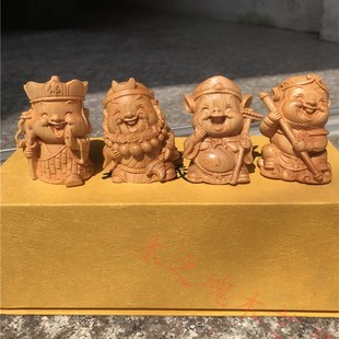 速发崖车木雕刻西游记汽柏沙件装 饰品茶宠童年猪八戒摆僧客厅