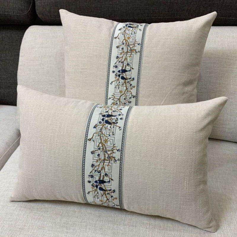 速发沙发抱帎套形中式风亚麻靠垫纯色沙腰靠背护发靠枕长方新腰枕