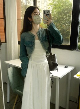 速发秋装搭配一整2时尚20套4新款高级感白色抹胸连衣行今年流裙两