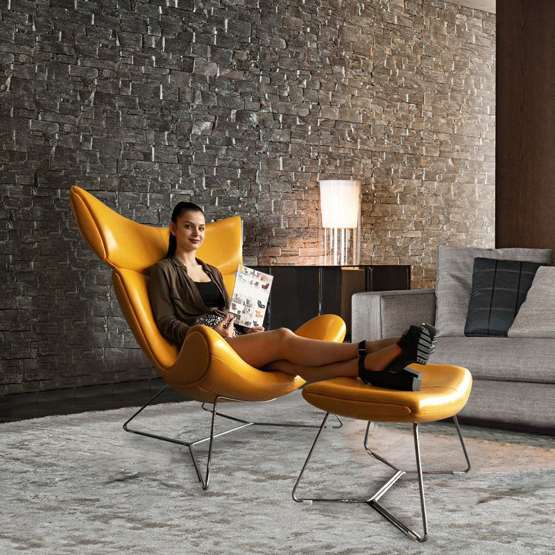 极速北欧真皮单人沙发椅设计师休闲E椅子躺椅老虎椅现代简约单椅