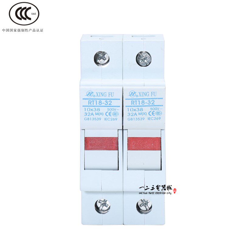 极速。CCC认证 RT18-2uX 2P 保险丝熔断器底座 导轨安装 带指示灯