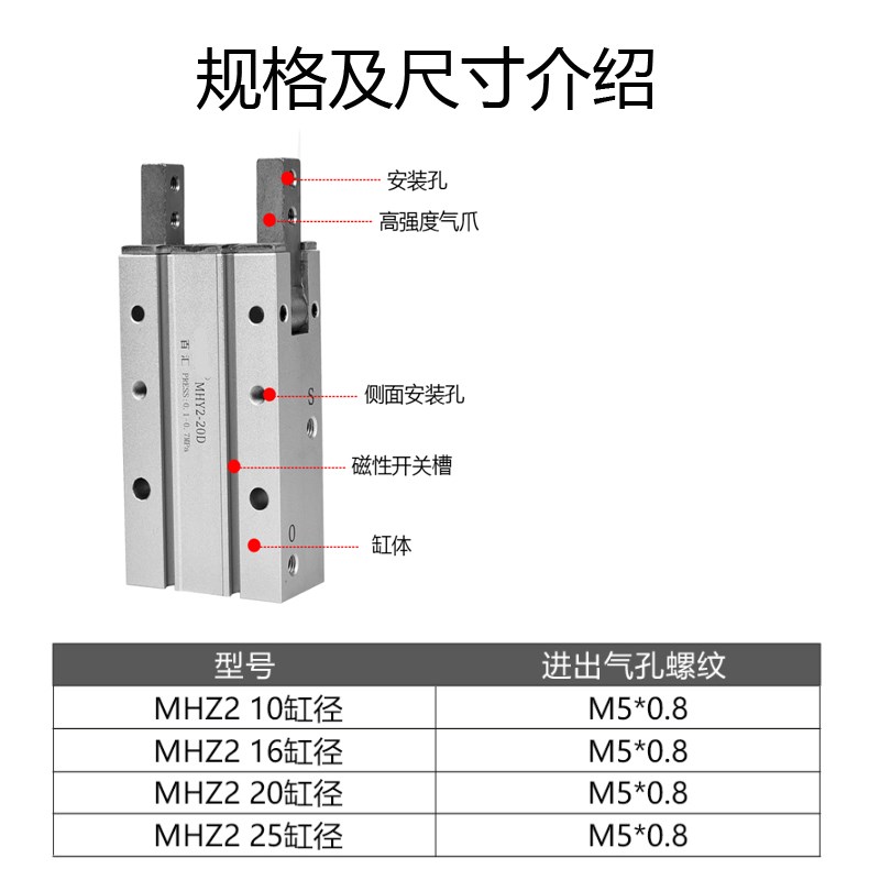 极速亚德客型180开闭气动手指气缸HFR1B0 HFR16 HFR20 HFR25N M