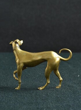 极速黄铜十二生肖狗摆件实心纯铜金狗旺财手把件站立X小狗铜细狗