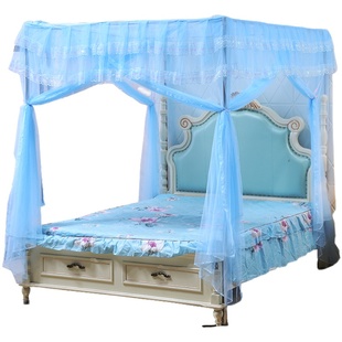 极速四柱落地蚊帐三开m门宫廷1.8床1.5m1.2床1.35蚊帐加厚不锈钢