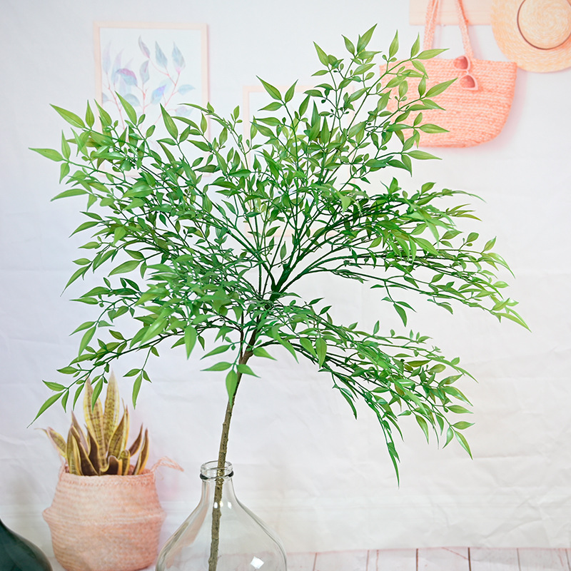 极速仿真绿色植物南天竹马醉木盆栽假树枝仿真植S物单支摆放装饰