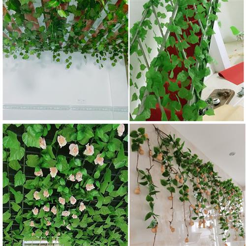 极速仿真葡萄叶藤条绿叶悬吊式天花板装饰假花P藤蔓塑料树叶子缠