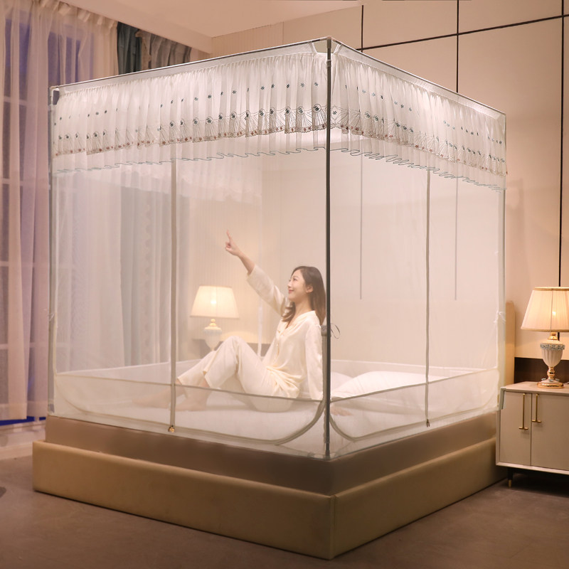 极速方帐拉炼加密蚊帐坐床v式三门婴儿防摔宝宝通用家用卧室加厚