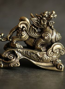 极速一帆风顺复j古纯黄铜公母一对貔貅店铺开业招财守财家里摆件